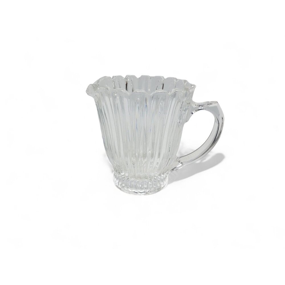vintage 1950s mcm fosteria ribbed clear glass creamer